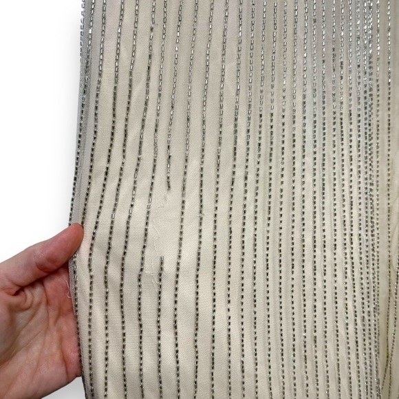 NWOT Parker Black Label Cream Beaded Elegant Floor Length Sheath Gown 6 (AS-IS) - Picture 9 of 11